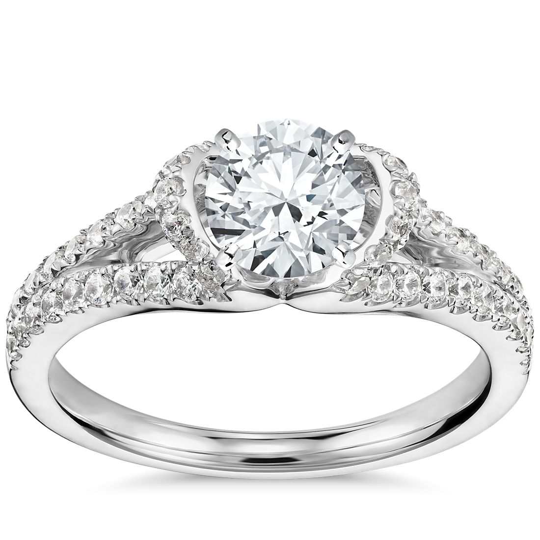 Truly Zac Posen Lotus Pavé Diamond Engagement Ring in Platinum Blue Nile
